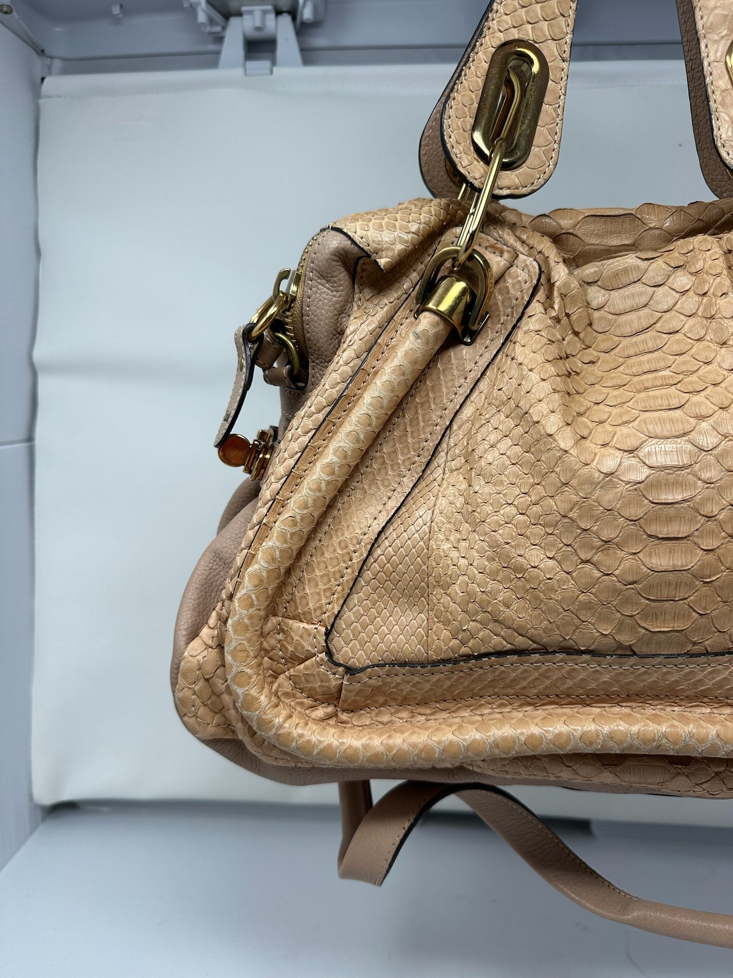 Chloe Paraty Beige Python with Shoulder Strap