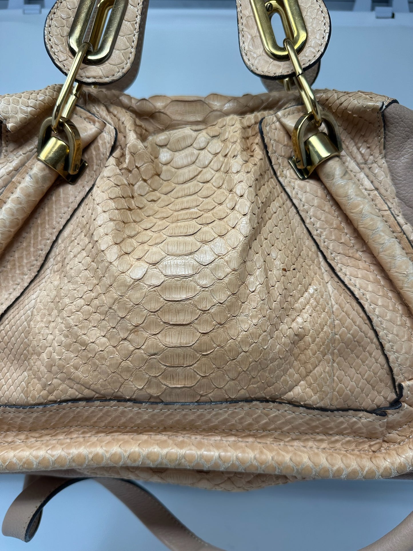 Chloe Paraty Beige Python with Shoulder Strap