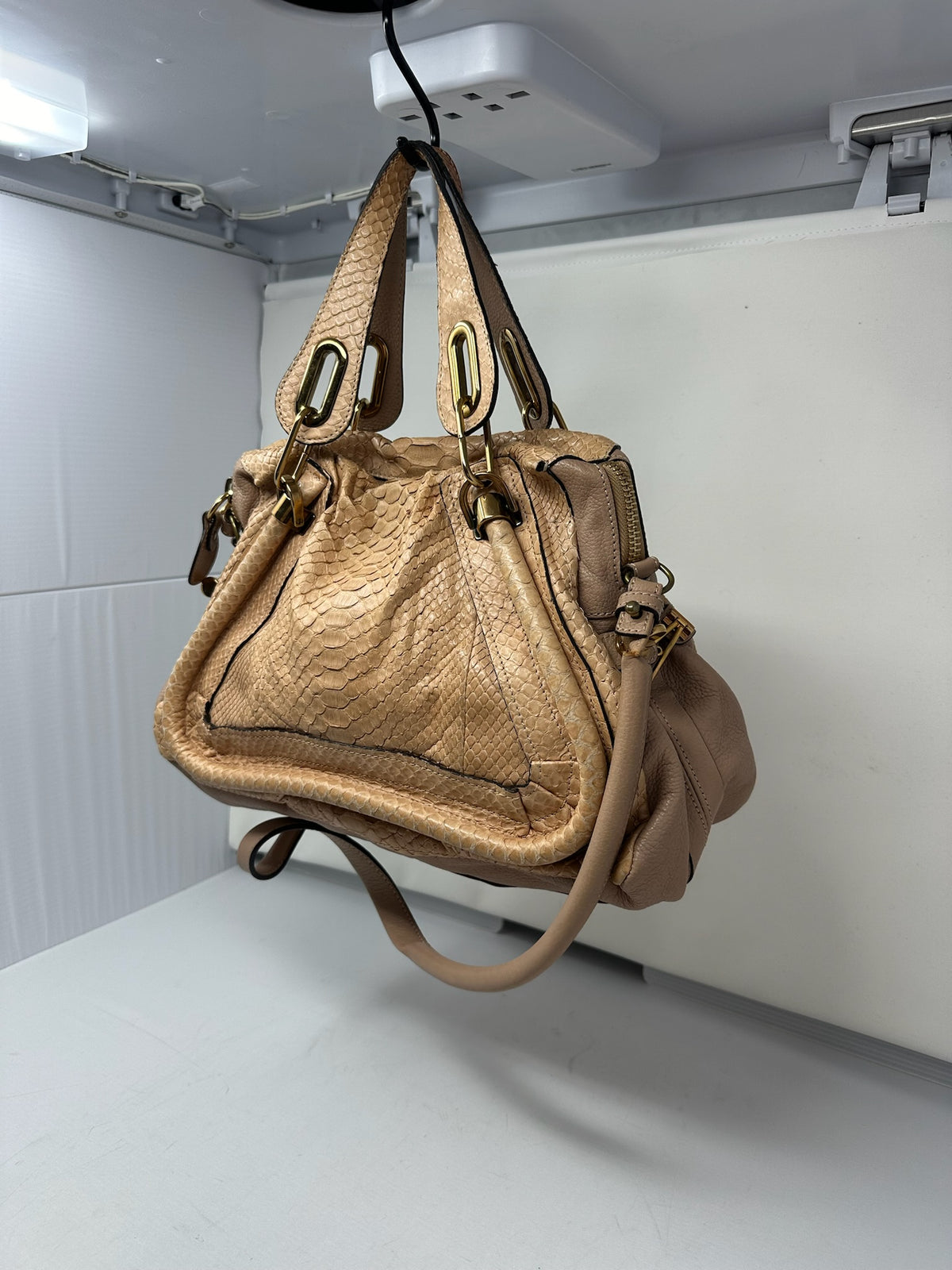 Chloe Paraty Beige Python with Shoulder Strap