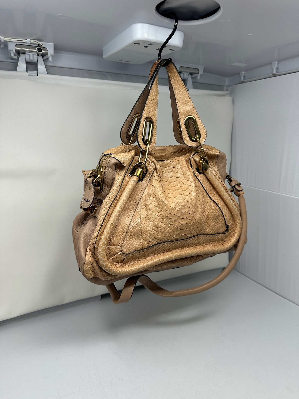 Chloe Paraty Beige Python with Shoulder Strap