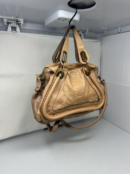 Chloe Paraty Beige Python with Shoulder Strap