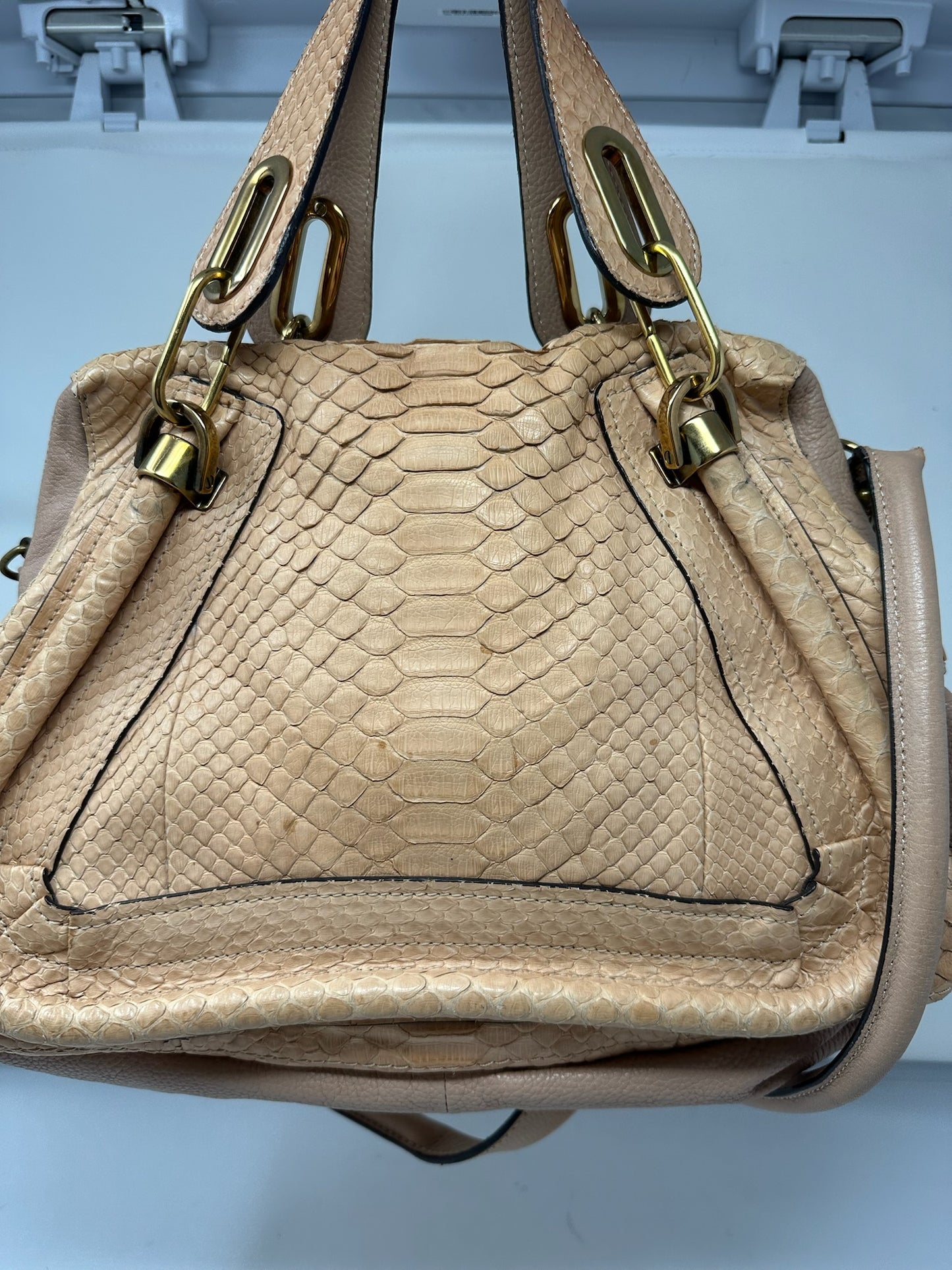 Chloe Paraty Beige Python with Shoulder Strap