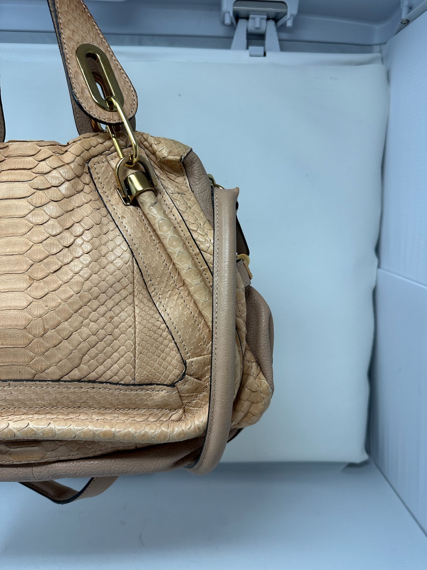 Chloe Paraty Beige Python with Shoulder Strap