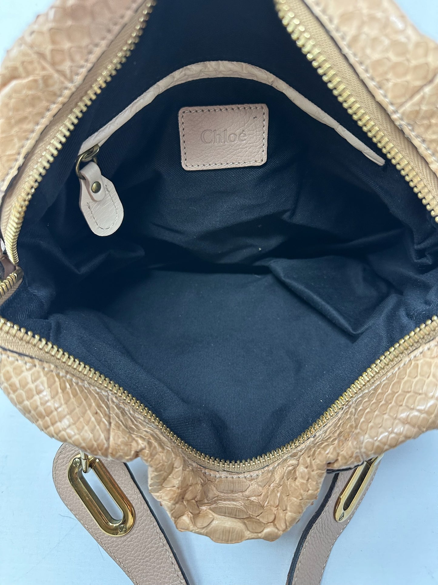 Chloe Paraty Beige Python with Shoulder Strap