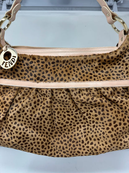 Fendi Chef Leopard Print Pony Hair Shoulder Bag