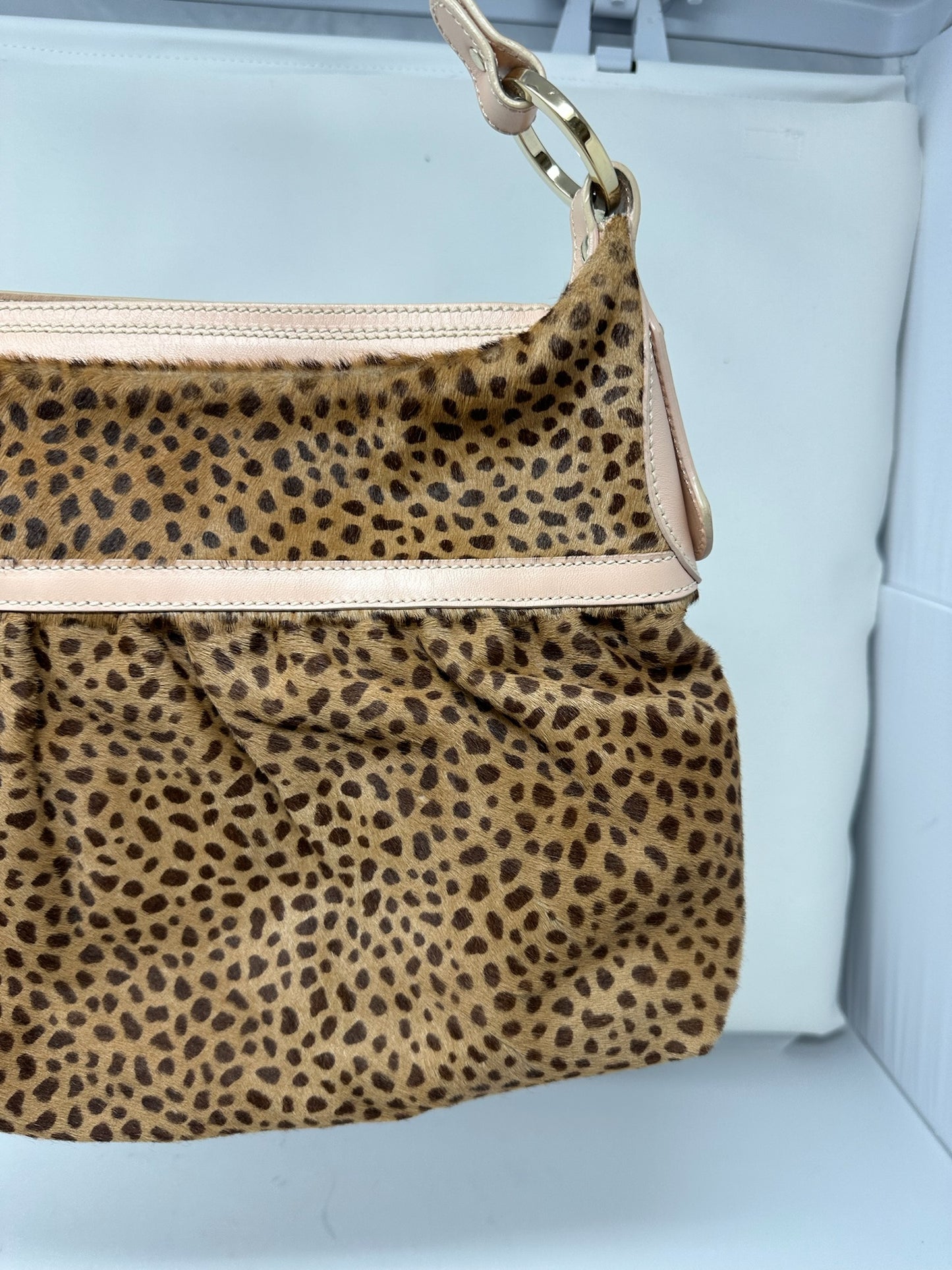 Fendi Chef Leopard Print Pony Hair Shoulder Bag