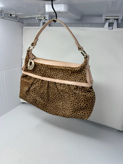 Fendi Chef Leopard Print Pony Hair Shoulder Bag
