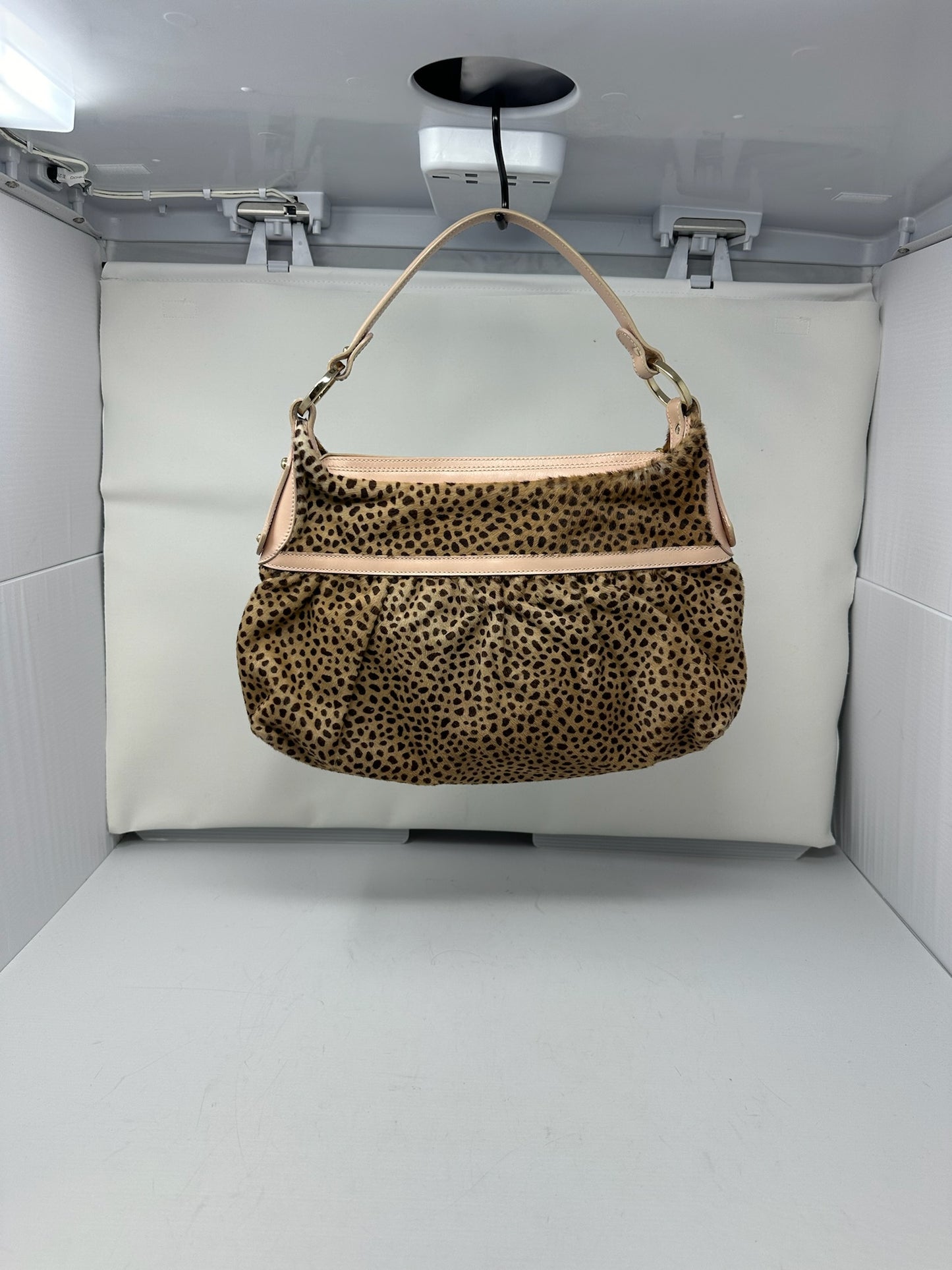 Fendi Chef Leopard Print Pony Hair Shoulder Bag