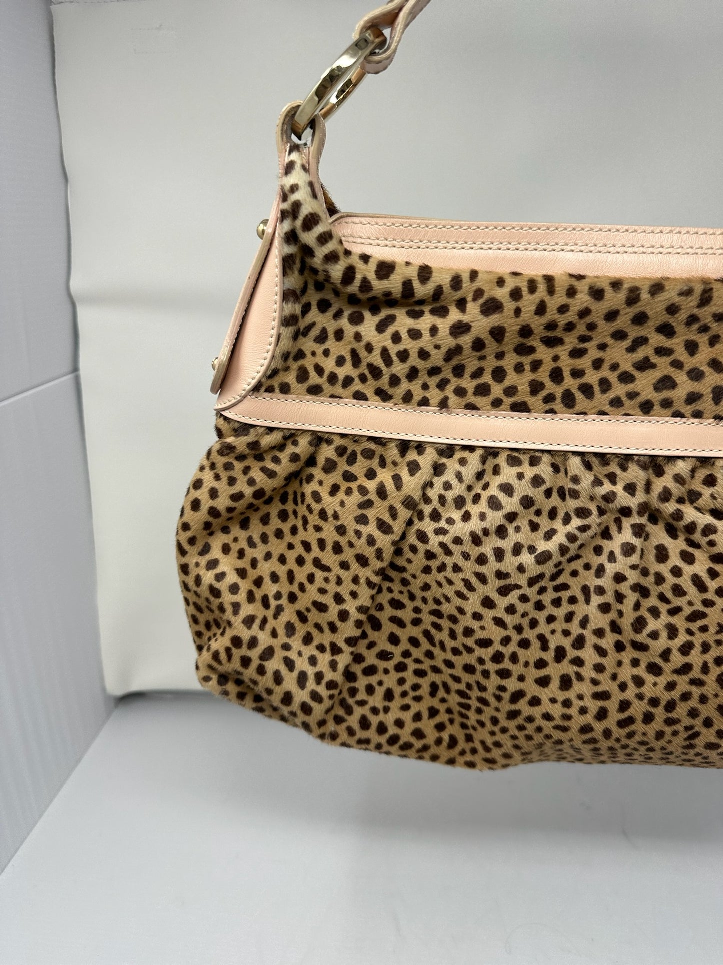 Fendi Chef Leopard Print Pony Hair Shoulder Bag