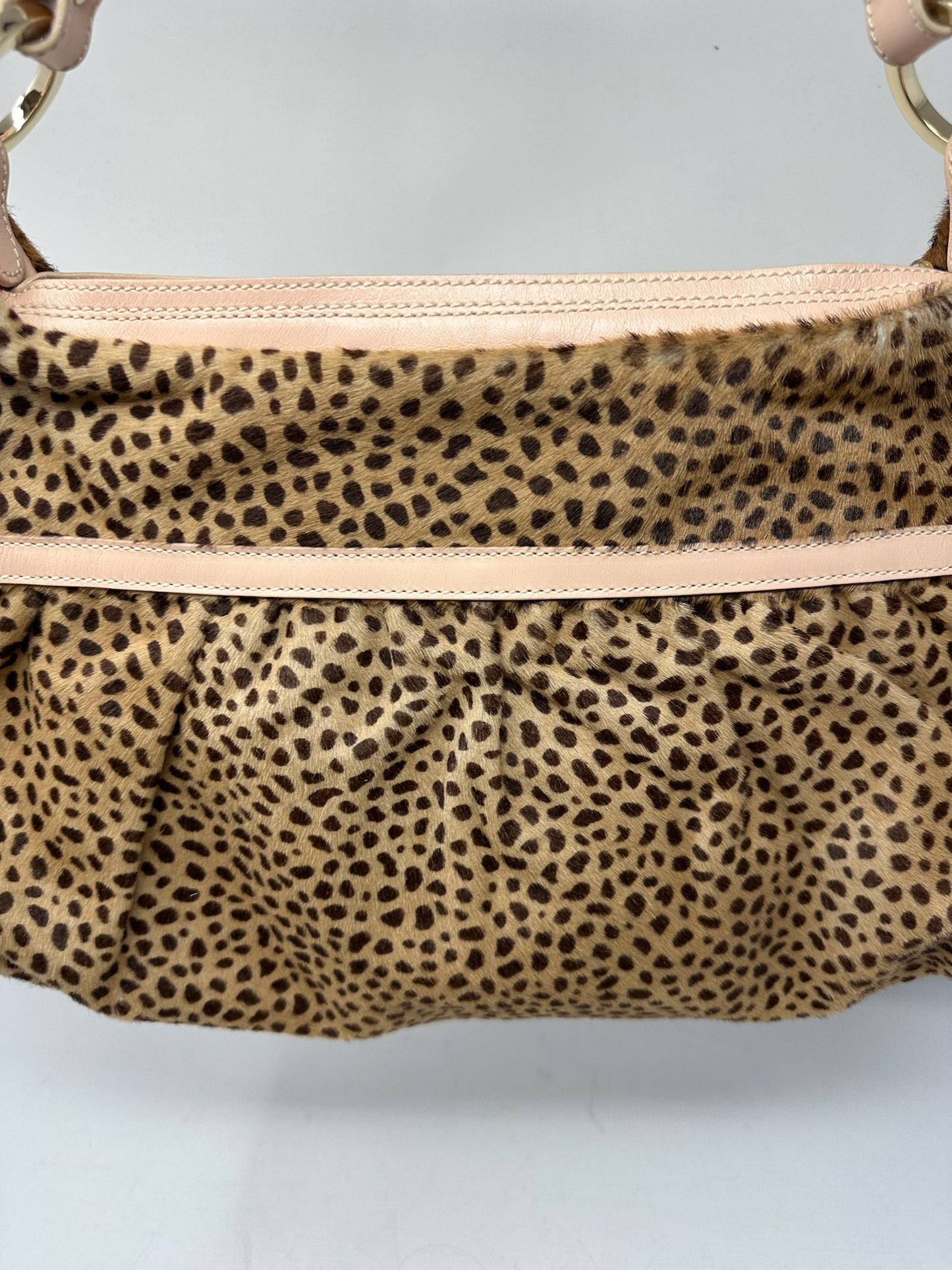 Fendi Chef Leopard Print Pony Hair Shoulder Bag