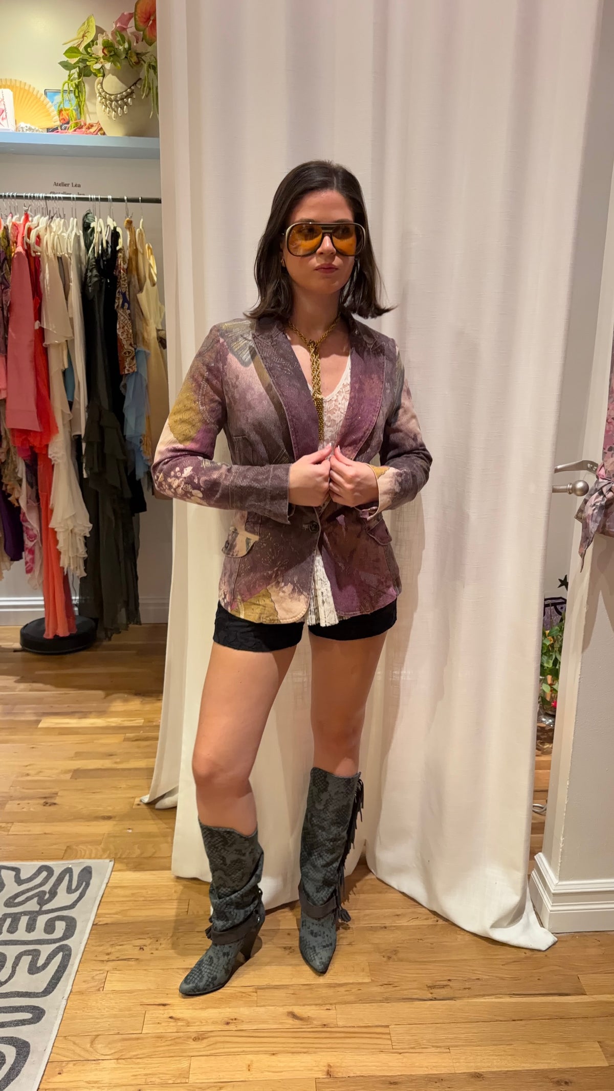 Cavalli purple patchwork blazer