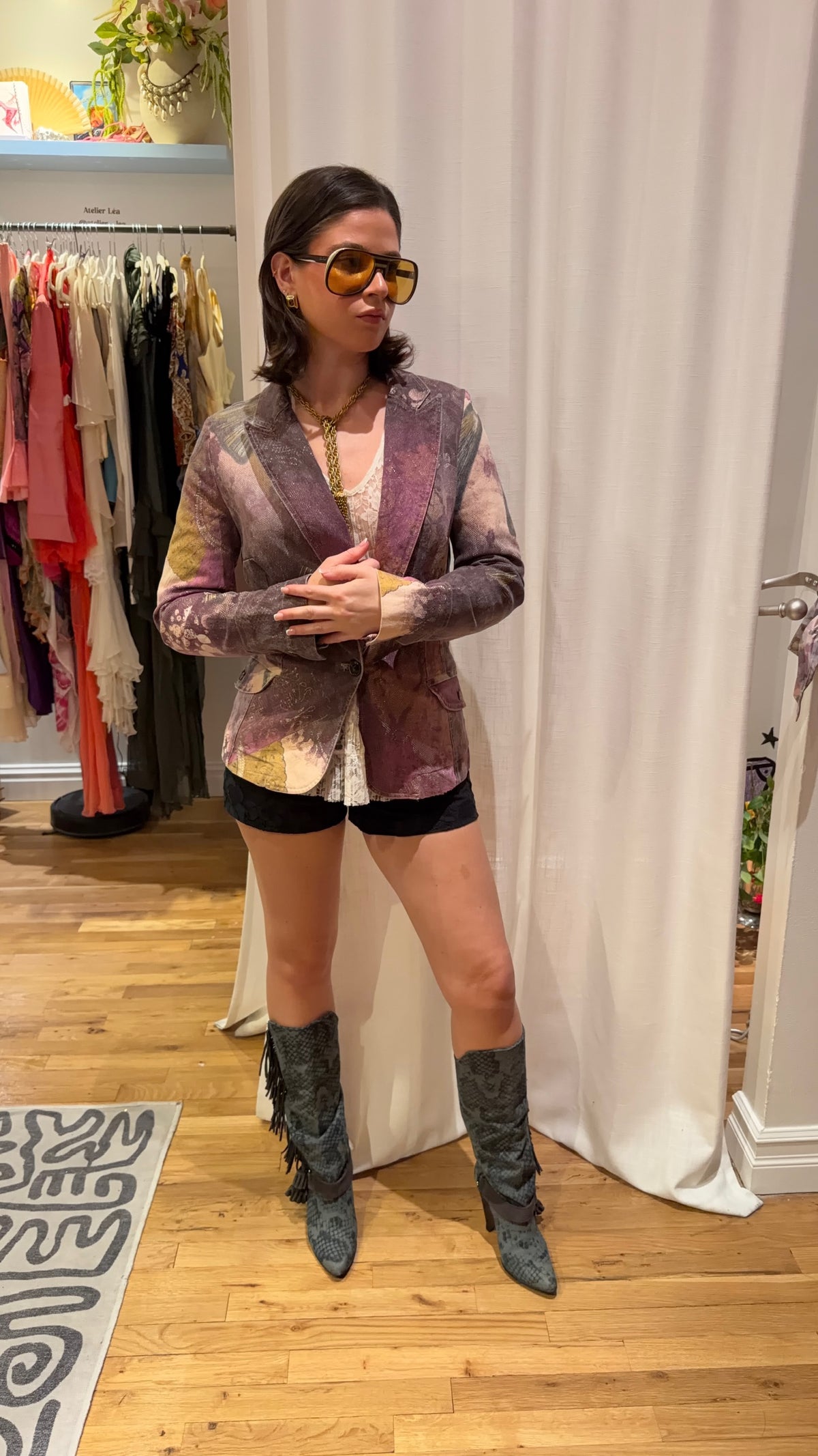 Cavalli purple patchwork blazer