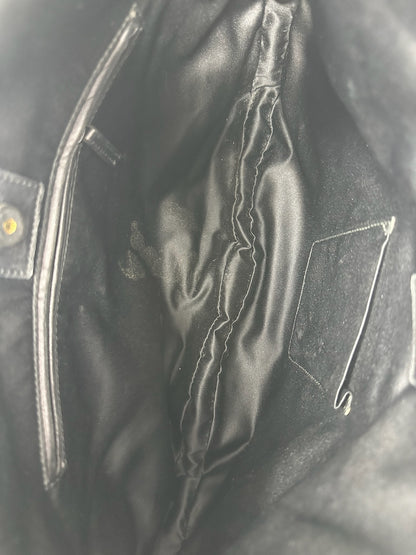 YSL Mombasa Logo Shoulder Horn Bag in Beige/Gold