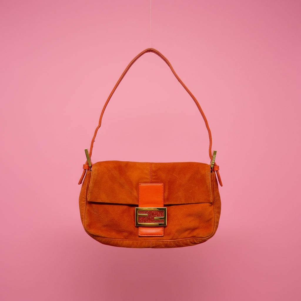 Fendi Baguette Orange Suede