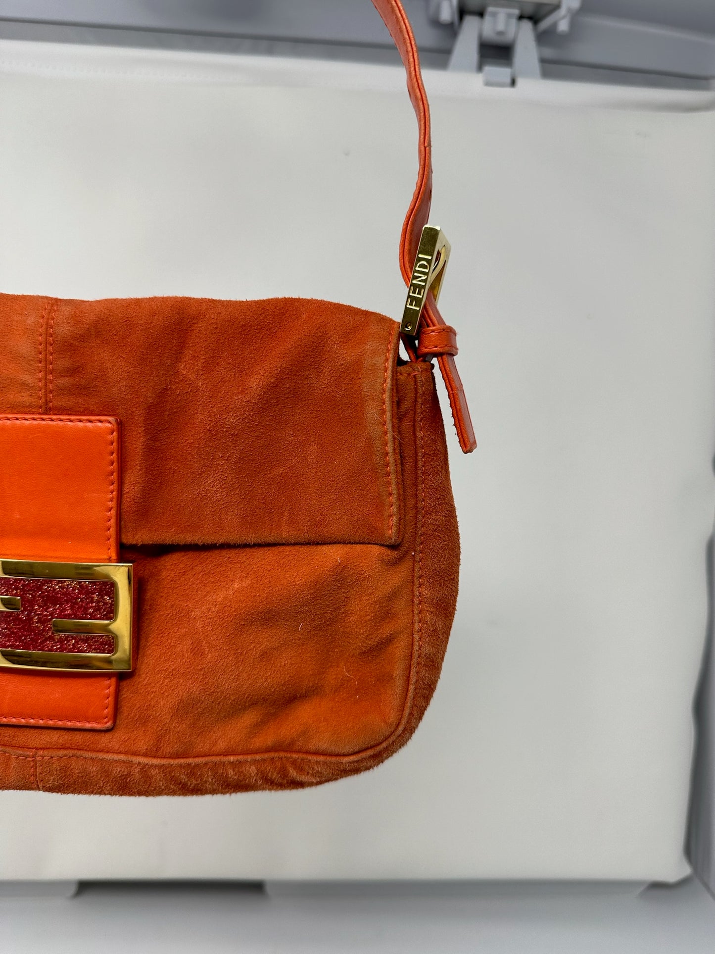 Fendi Baguette Orange Suede