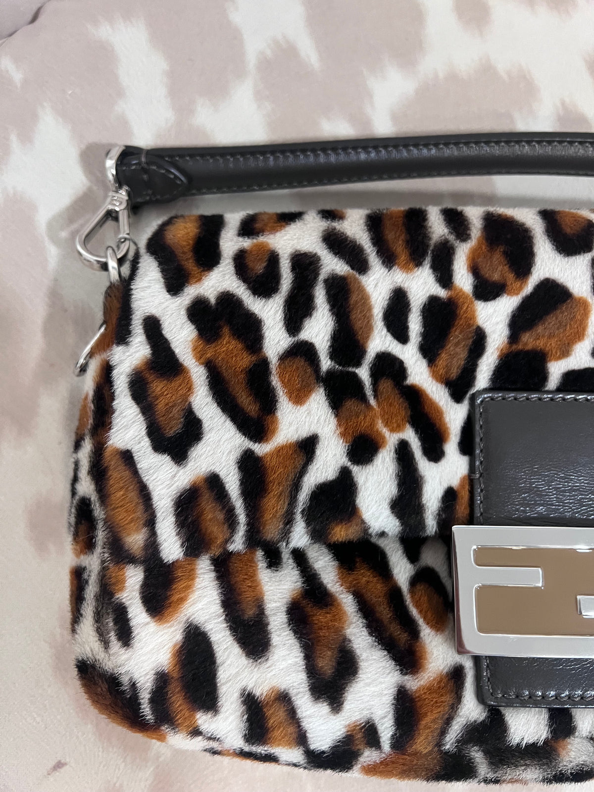 Fendi Leopard Print Baguette Bag