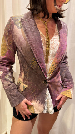 Cavalli purple patchwork blazer