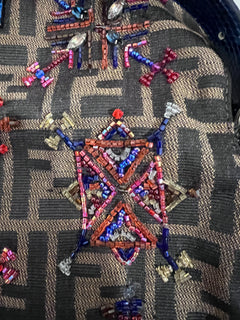 Fendi Zucca Lizard Beaded Baguette