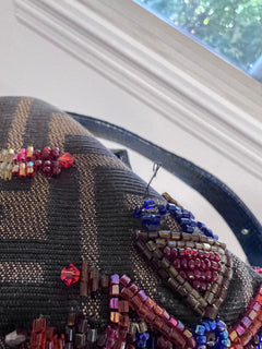 Fendi Zucca Lizard Beaded Baguette