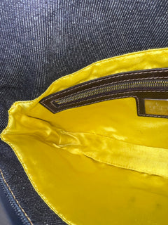 Fendi Floral Beaded Denim Baguette Bag