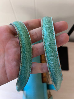 Gucci GG Monogram Canvas & Turquoise Leather Bamboo Bar Tote Bag