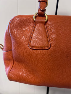 Prada Orange Vitello Daino Leather Buckle Mini Boston Bag