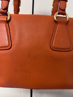 Prada Orange Vitello Daino Leather Buckle Mini Boston Bag