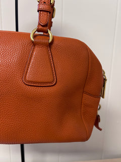 Prada Orange Vitello Daino Leather Buckle Mini Boston Bag
