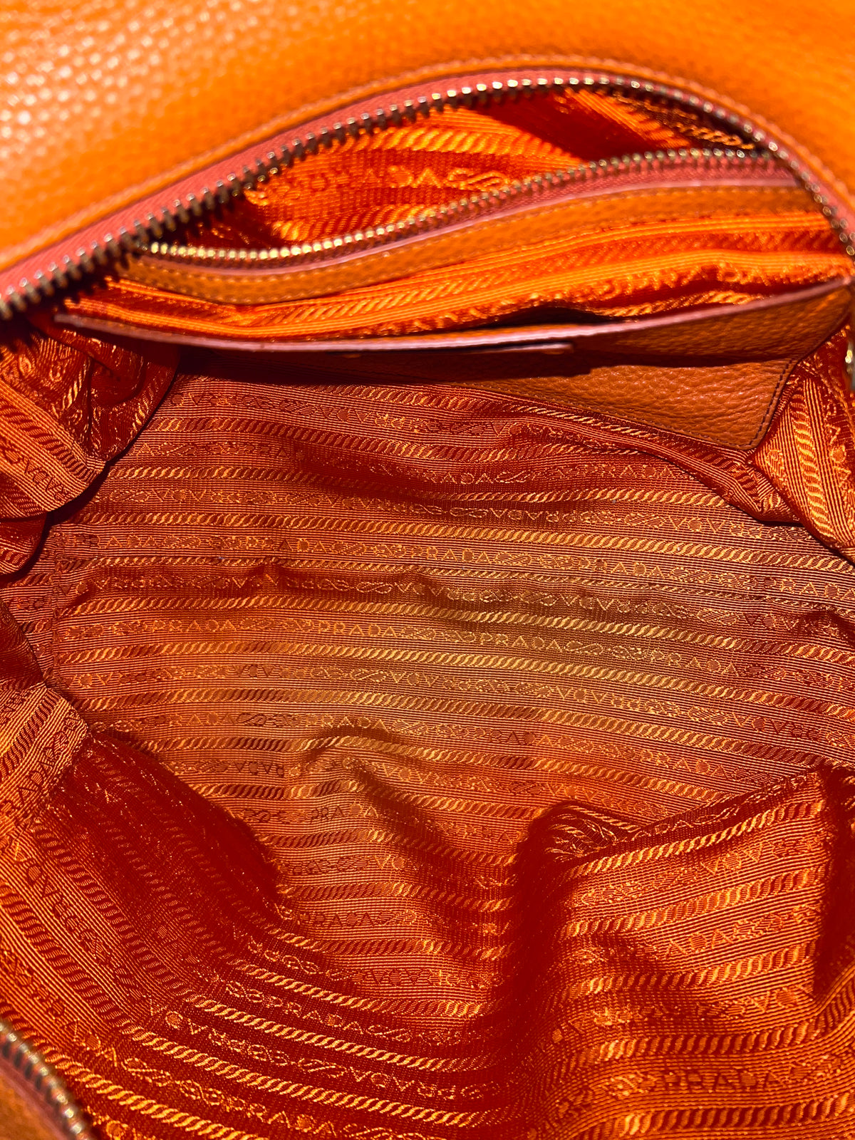 Prada Orange Vitello Daino Leather Buckle Mini Boston Bag