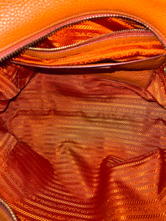 Prada Orange Vitello Daino Leather Buckle Mini Boston Bag