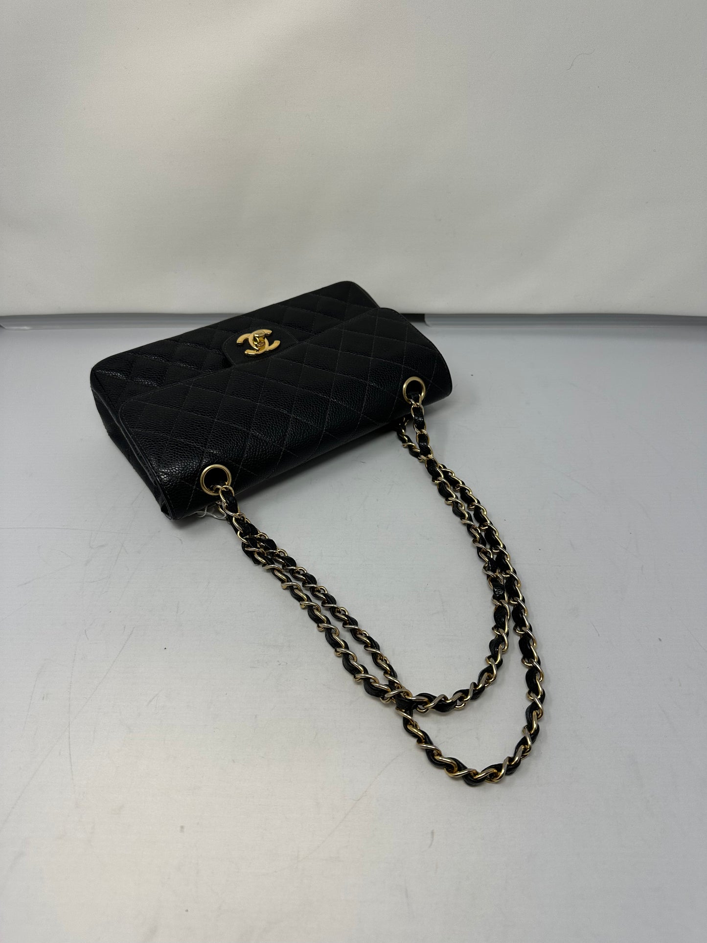 Chanel Double Flap Chain Black Caviar Leather