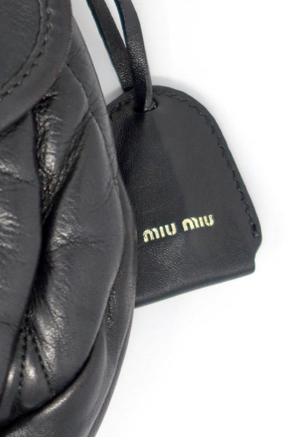 Miu Miu Matelasse Black Leather Hobo Shoulder Bag