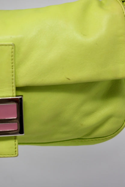 Fendi Baguette Lime Green Leather