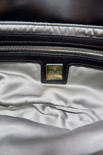 Fendi 1990's Cream Sequin Baguette Bag Ponyhair Trim