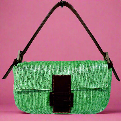 Fendi Beaded Baguette Green (comes with original duster and extra beads)