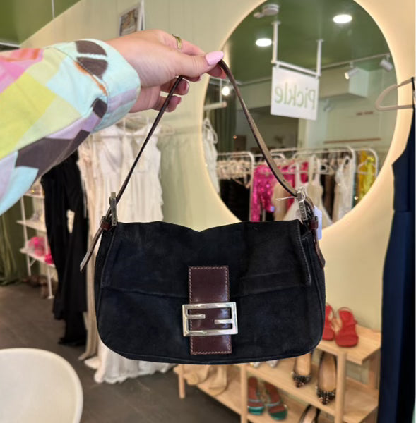 Black and brown suede Fendi baguette
