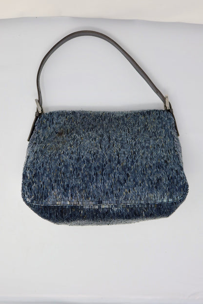 Fendi Mamma Beaded Blue/Black Baguette
