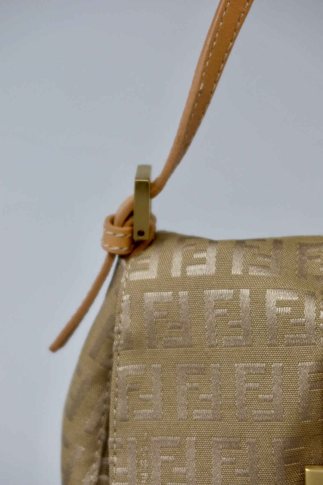Fendi Mini Mamma Baguette Zucchino Canvas Leather
