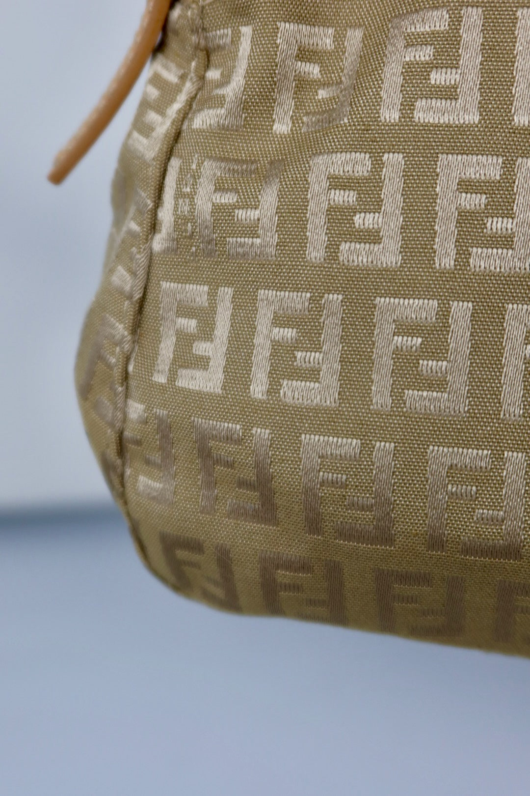 Fendi Mini Mamma Baguette Zucchino Canvas Leather