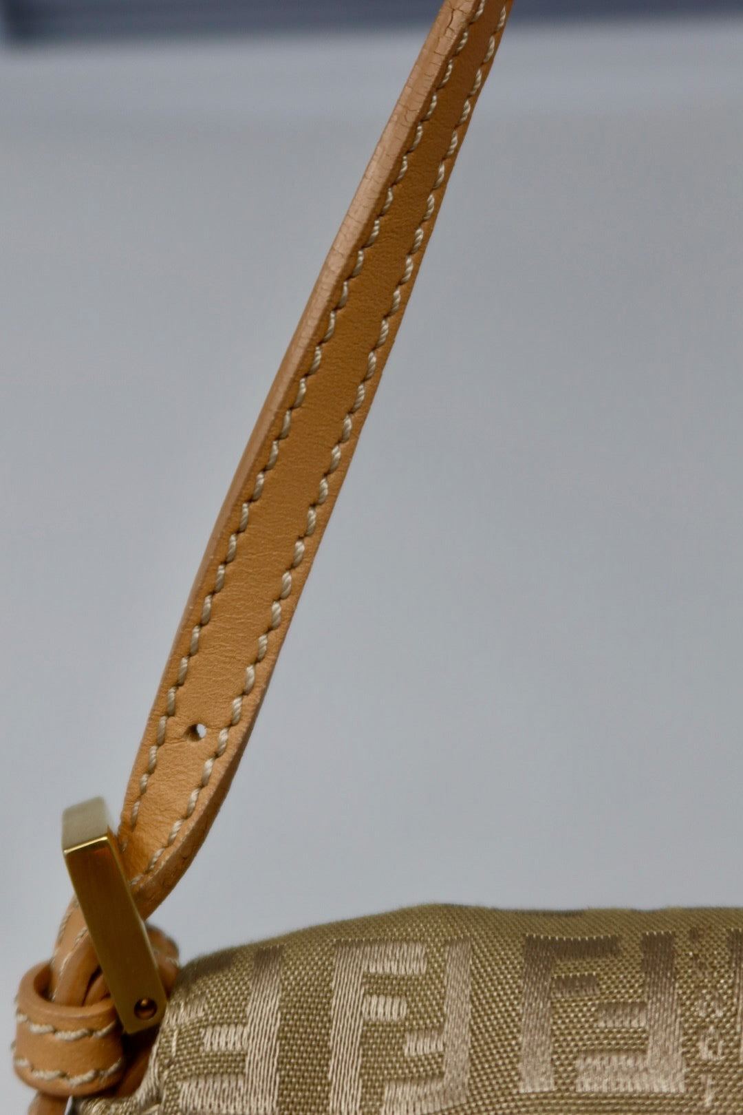 Fendi Mini Mamma Baguette Zucchino Canvas Leather
