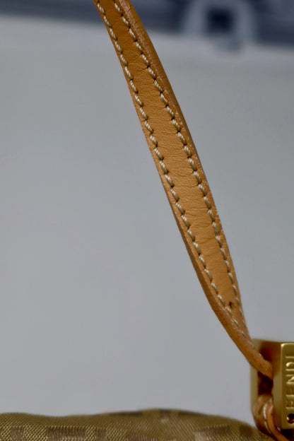 Fendi Mini Mamma Baguette Zucchino Canvas Leather