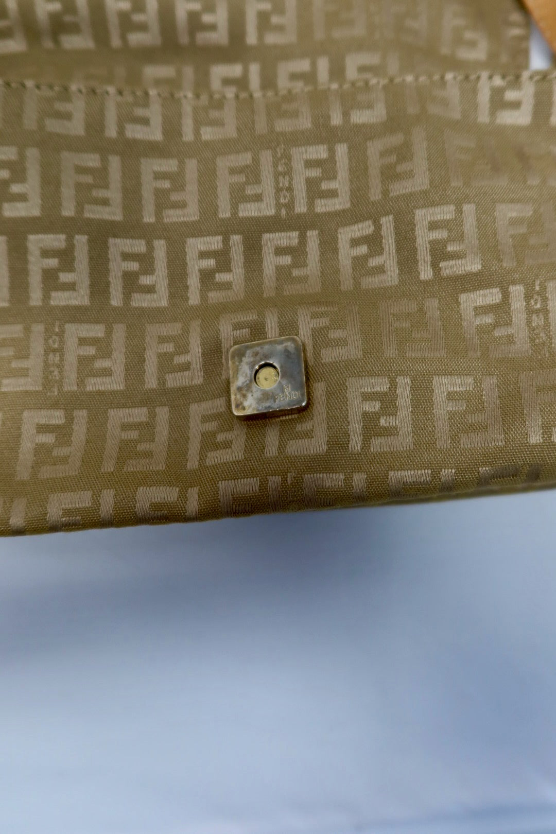 Fendi Mini Mamma Baguette Zucchino Canvas Leather