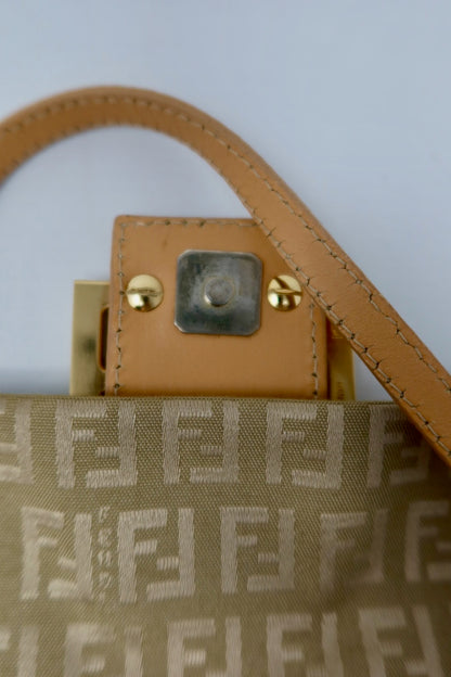 Fendi Mini Mamma Baguette Zucchino Canvas Leather