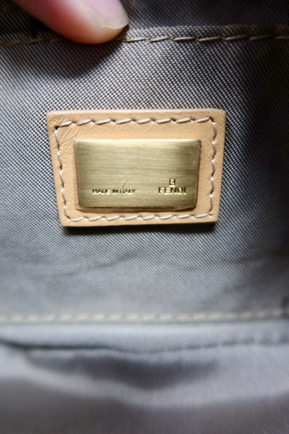 Fendi Mini Mamma Baguette Zucchino Canvas Leather