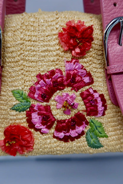 Christian Dior Leather Raffia Straw