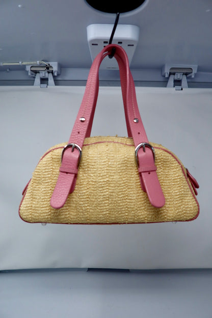 Christian Dior Leather Raffia Straw