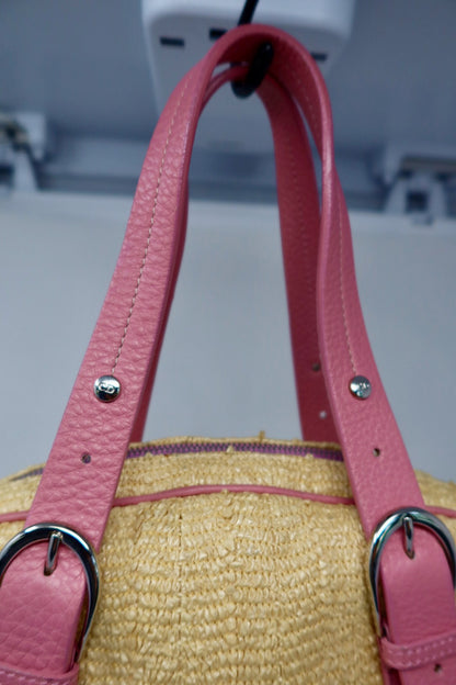 Christian Dior Leather Raffia Straw