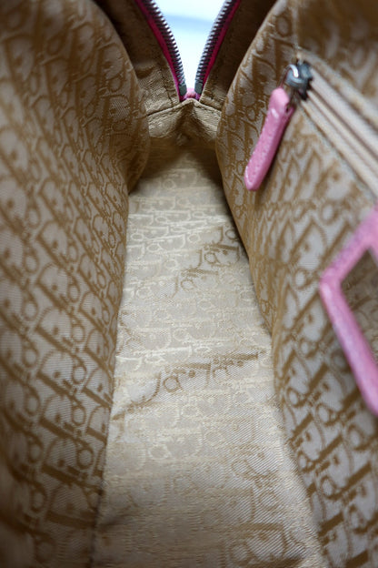 Christian Dior Leather Raffia Straw