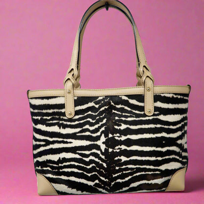Gucci Calf Leather Tote Bag Zebra Pattern