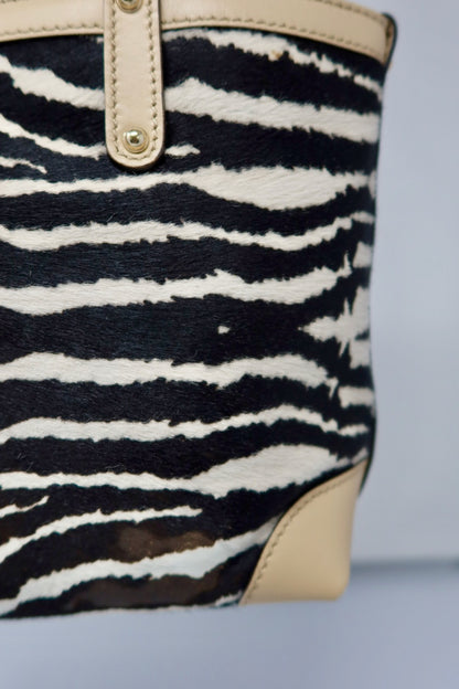Gucci Calf Leather Tote Bag Zebra Pattern